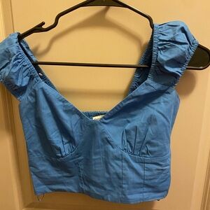 Blue cap sleeve top